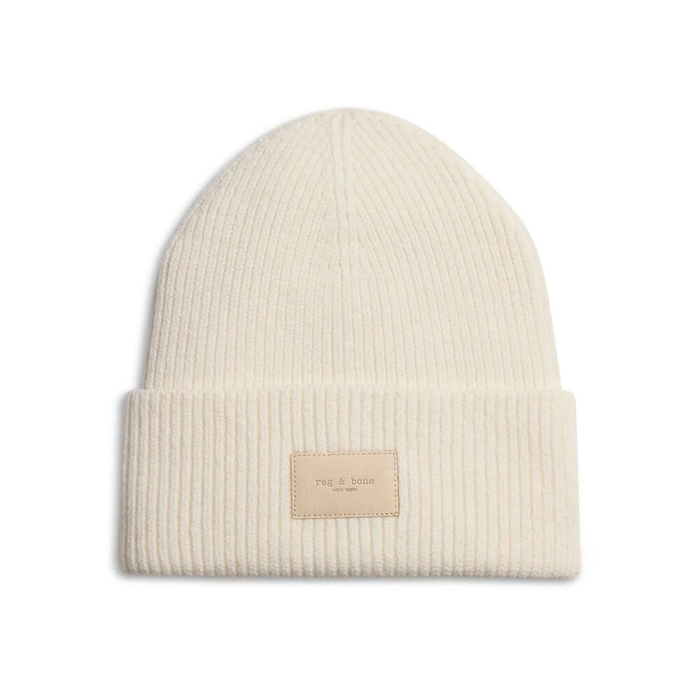 Rag & Bone Women's Blake Wool Blend Beanie Ivory Beige One Size